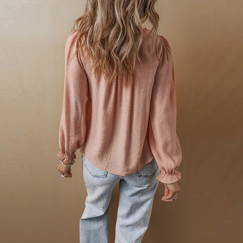 "Douceur Estivale - Blouse Chiffon Fleurs Manches Volantées"